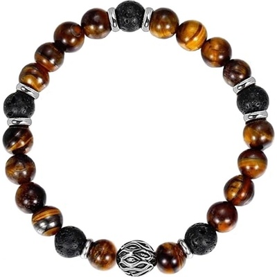 Daniel Dawson Pánský korálkový náramek Norbert lávový kámen a tygří oko NR2260/20 Hnědá