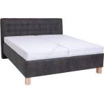 POHODA Тапицирано легло VIOLET 160x200 см с матрак и вградено място за съхранение, тъмносиво (PO0025)