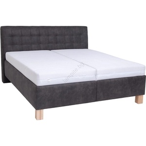 POHODA Тапицирано легло VIOLET 160x200 см с матрак и вградено място за съхранение, тъмносиво (PO0025)