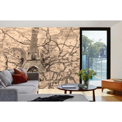 Dimex MA-5-1545 Samolepicí vliesová fototapeta na zeď Eiffelova věž na mapě rozměry 375 x 250 cm