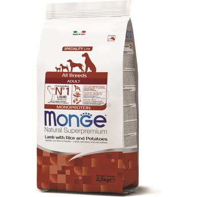 Monge Speciality Line All Breeds Adult Monoprotein суха храна за кучета - агнешко, ориз и картофи 2, 5 кг