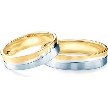 Image 1 of SAVICKI Сватбени халки: двуцветно злато, плоски. 5 мм