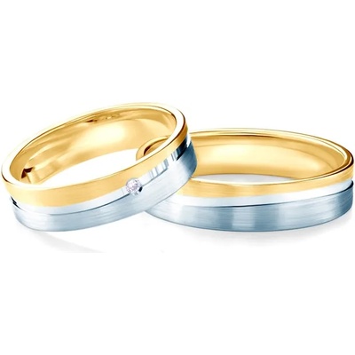 SAVICKI Сватбени халки: двуцветно злато, плоски. 5 мм