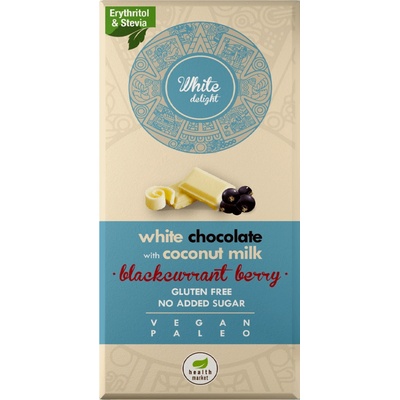 Health Market White Delight Biela čokoláda s čiernymi ríbezľami so sladidlami 80 g