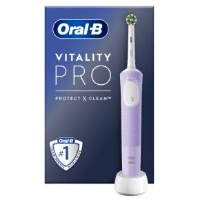 Oral-B Електрическа четка за зъби Oral-B Vitality Pro, 2D почистване, 3 програми, 1 зарядно устройство, 1 накрайник, Лилава (Oral-B Vitality Pro Lilac)