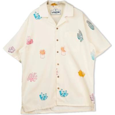 LAKOR Мъжка риза с копчета LAKOR Coral Short Sleeve Shirt - Star White - размер M (033-3075-0212)
