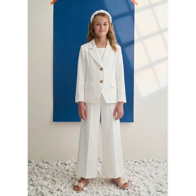 Abel & Lula Креп комплект сако и панталон в цвят сметана за момиче Abel&Lula