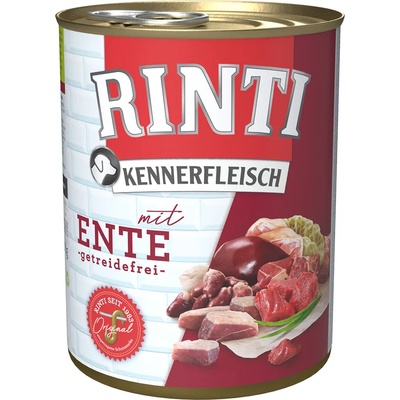RINTI 6x800г Kennerfleisch RINTI, консервирана храна за кучета - патешки сърца