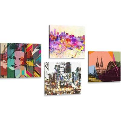 Set obrazů abstraktní život ve velkoměstě - 4x 40x40