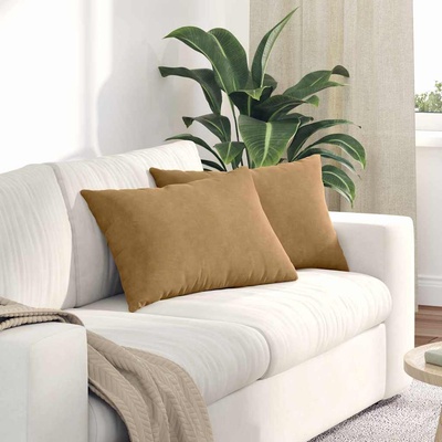 vidaXL Диван възглавници 2 pcs Кафяво 60 x 40 cm Кордюрова тъкан (42013678)