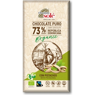 Solé Bio hořká 73% s pistáciemi 135 g