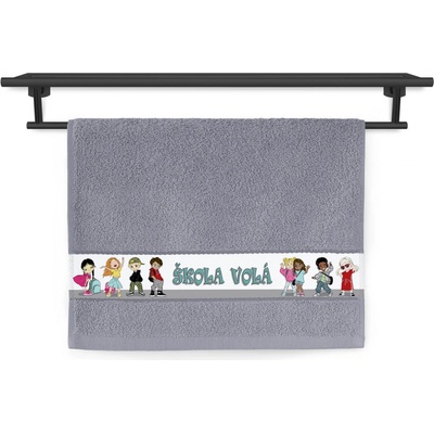 Veba RUJANA ručník tisk škola volá střední šedá 30 x 50 cm