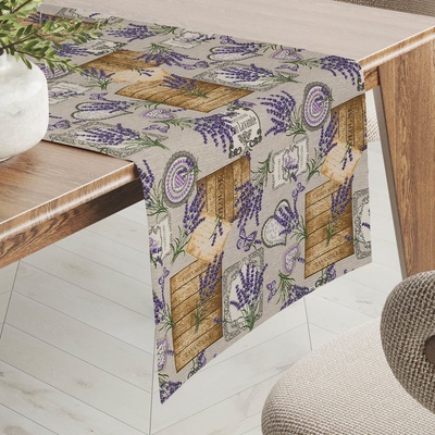 Biante behúň PML-099 Levandule s motýlikmi a srdiečkami na béžovom 20x120 cm