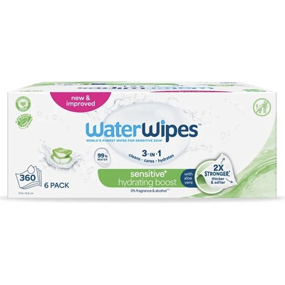 WaterWipes Hydrating Clean osviežujúce vlhčené obrúsky 6 x 60 ks
