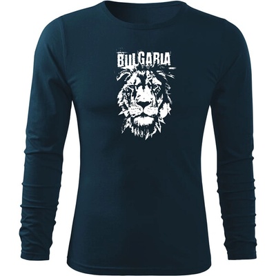 DRAGOWA fit-t Тениска с дълъг ръкав български лъв, тъмно синя (37126)