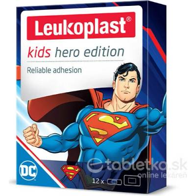 LEUKOPLAST KIDS HERO SUPERMAN náplasť na rany, 2 veľkosti 12 ks