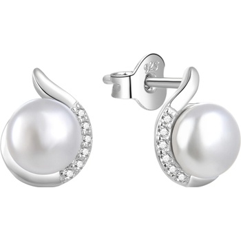 Agato Stříbrné náušnice s perlou a zirkony AGT-E073PW-P