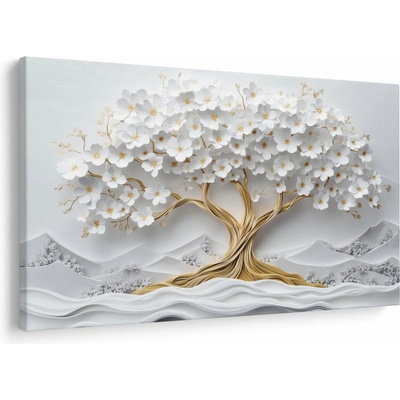Obraz - 3D elegantní strom života plný květů, jednodílný 120x80 cm