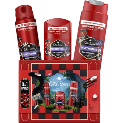 Old Spice Wild Подаръчен комплект Night Panther, с настолни игри, 3 части