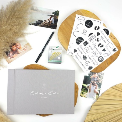 Lovelu Personalizované fotoalbum - šedé - Čistý rukopis - kompletní set