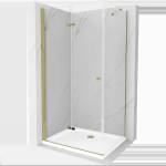 Mexen Lima сгъваема душ кабина 70 x 100 см, прозрачна, златна + корито Flat (856-070-100-50-00-4010)