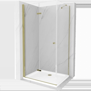 Mexen Lima сгъваема душ кабина 70 x 100 см, прозрачна, златна + корито Flat (856-070-100-50-00-4010)