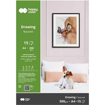 Papír na kresbu Blok Happy Color Rysunek A4 300 g 15 listů
