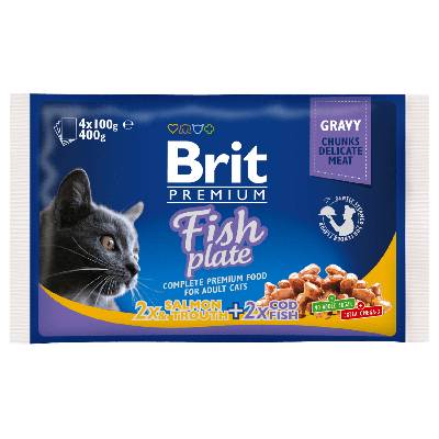 Brit Premium Cat Delicate Fillets in Gravy Cod fish, Salmon and Trout 4 x 100 g