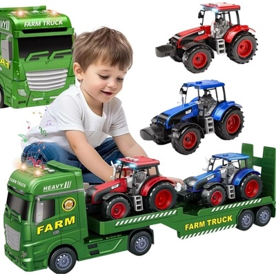 Woopie Auto Odtahovka s Traktory Farma Světla Zvuky