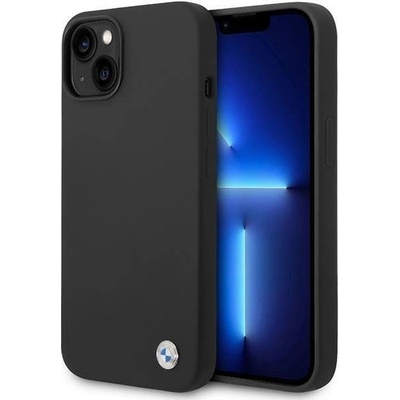 BMW Кейс BMW BMHCP14SSILBK за iPhone 14 6.1", черен / черен, Silicone Metal Logo (3666339090425)