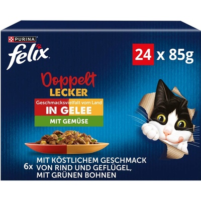 Felix Fantastic DUO kapsičky hovězí a drůbeží, jehněčí a kuře, krůtí a kachní, vepřové a zvěřina se zeleninou 24 x 85 g