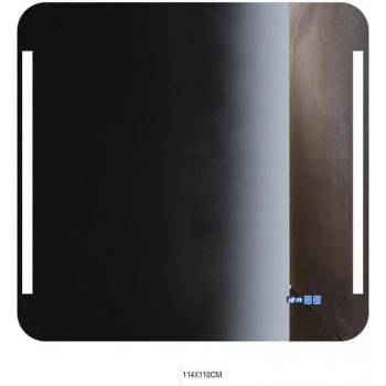 Inter Ceramic Квадратно огледало за баня 114/110 см, с led осветление, нагревател и часовник (1837)