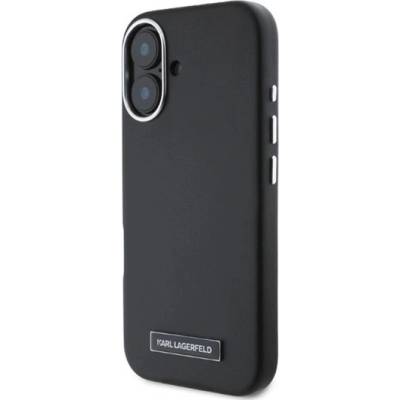 CG Mobile iPhone 16 KARL LAGERFELD FW METAL PLATE MAGSAFE силиконов протектор за телефон, устойчив на удар, MagSafe, BLACK KLHMP16SPGMSRPK (KLHMP16SPGMSRPK)
