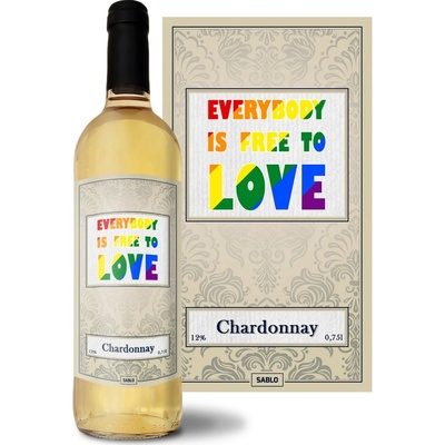 Sablio Everybody is free to love Chardonnay biele suché víno 12 % 0,75 l (čistá fľaša)