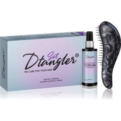 Dtangler We Care For Your Hair Set подаръчен комплект За коса Black Flower 2 бр