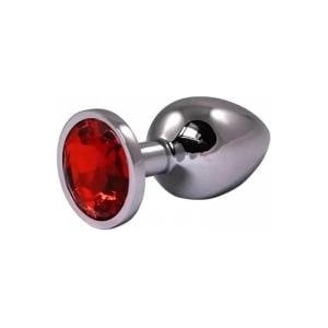 Fantasy by Cottelli Silver Small Butt Plug with Red Diamond