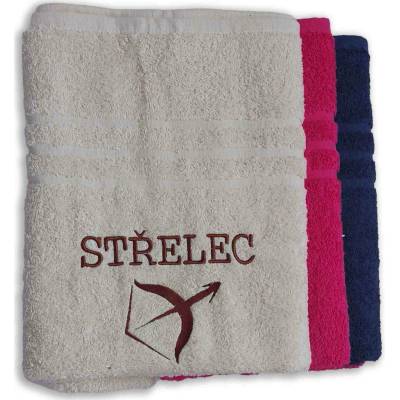 Top textil Osuška s vyšitým znamením zvěrokruhu „ Střelec" 70x140 cm tmavě modrá