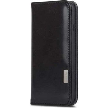Moshi Overture Flip Wallet Case - кожен/текстилен калъф, тип портфейл и поставка за iPhone 8 Plus, iPhone 7 Plus (черен)