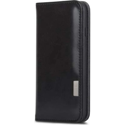 Moshi Overture Flip Wallet Case - кожен/текстилен калъф, тип портфейл и поставка за iPhone 8 Plus, iPhone 7 Plus (черен)