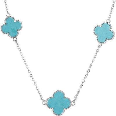 Majya Stříbrný řetízek s přívěsky turquoise 11823