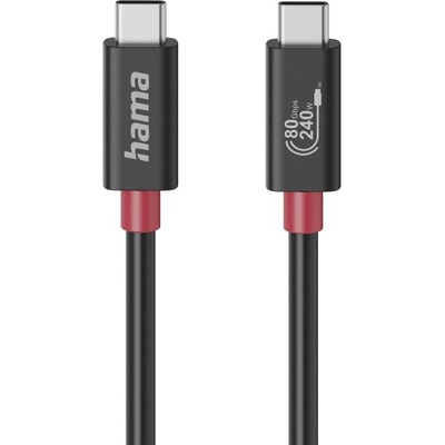 Hama Кабел USB-C еMarker, USB 4 Gen 4, 80 Gbit/s, 1 м, 5 A, 240 W , черен (200799)