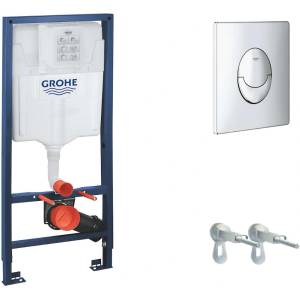 GROHE Rapid SL - Комплект за монтаж пред стена за висяща тоалетна, височина 1, 13 м, бутон за управление Skate Air, хром 38721001 (38721001)