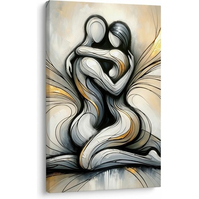 Obraz abstraktní objetí v harmonii - 100x150