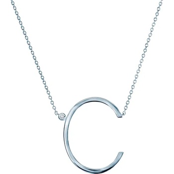 Image 1 of SAVICKI Колие с буква C: сребро. бял сапфир