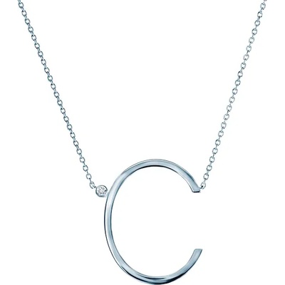 SAVICKI Колие с буква C: сребро. бял сапфир