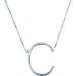 SAVICKI Сребърно колие с буква c, бял сапфир 0.05К, 45 см