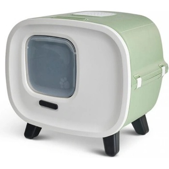 SAVIC Mira de luxe - Луксозна закрита котешка тоалетна, бяло и зелено 55.5х44х49.5 см