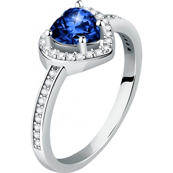 Morellato Trblietavý strieborný prsteň Srdce s modrým zirkónom Tesori SAVB150