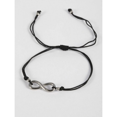 Prošperk Textilní náramek s motivem nekonečna stříbrná chirurgická ocel černá S4709