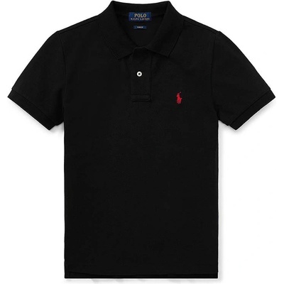 Ralph Lauren Детска памучна тениска с яка Polo Ralph Lauren в черно с изчистен дизайн (323547926001)